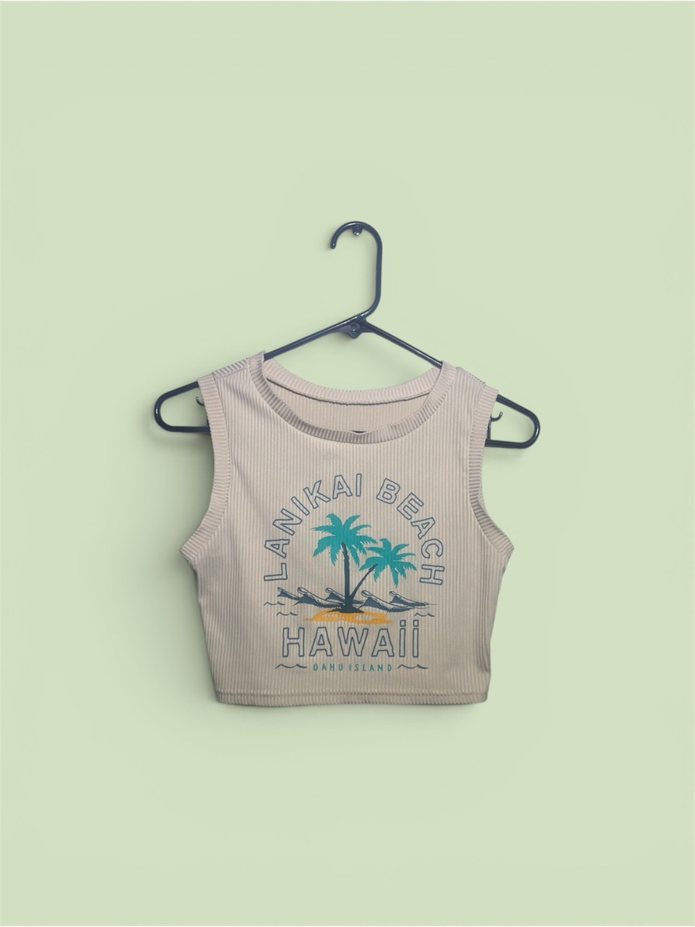 ROMWE Cream Ribbed Tank with Pink Logo Tag